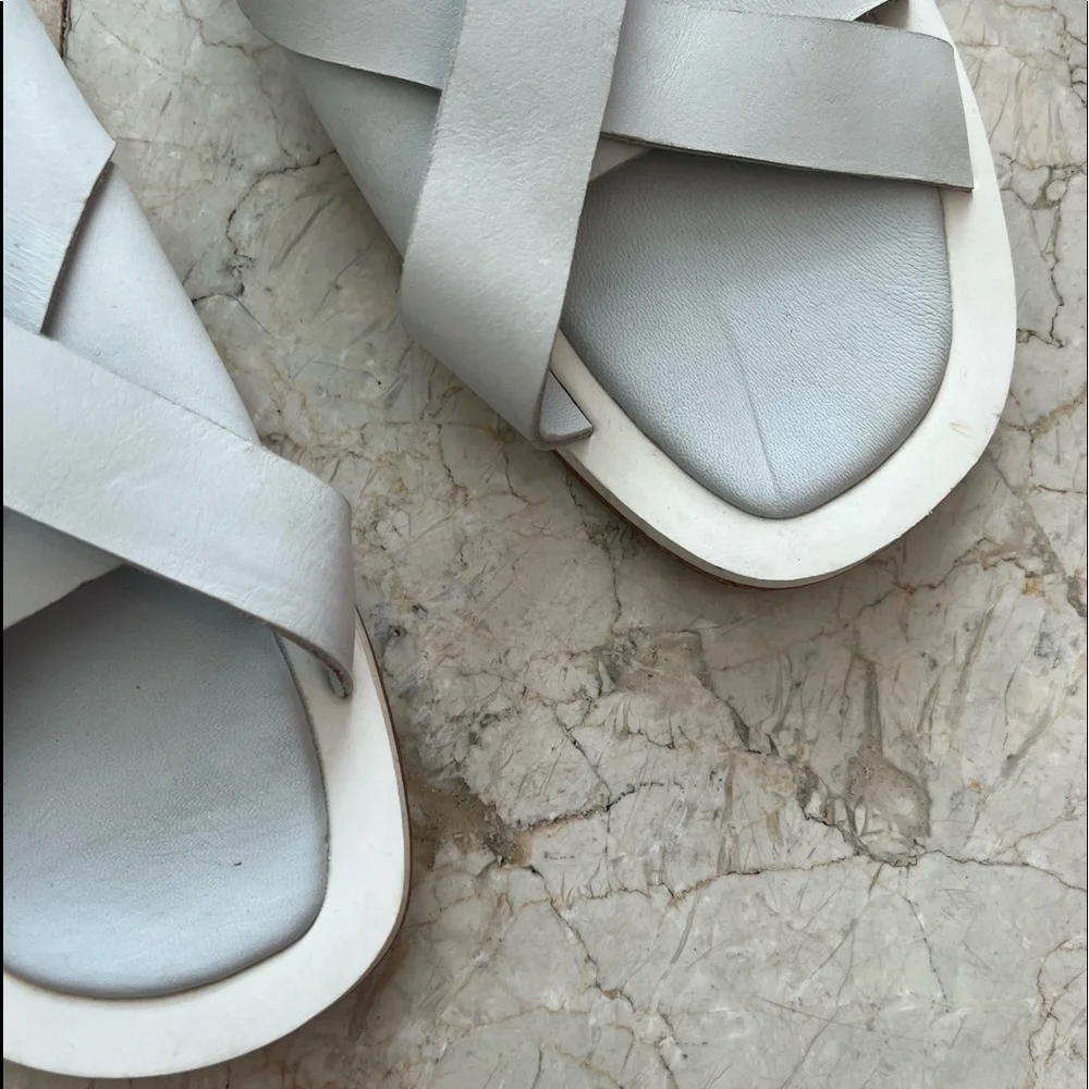 Free People White Del Mar Slide Sandal Sze 40